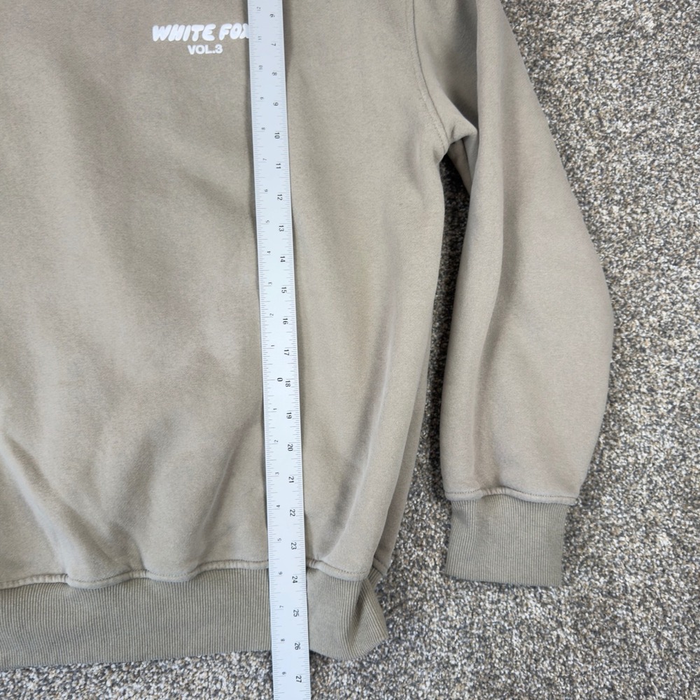 White Fox Vol 3 Oversized Hoodie Taupe Tan Fleece Sweatshirt XS/S Logo Graphic - Picture 7 of 10
